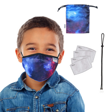 Load image into Gallery viewer, PREMIUM CHILD FACE MASK SET - 3 LAYER 100% COTTON REUSABLE FACE MASK - NIGHT SKY CHILD