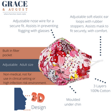 Load image into Gallery viewer, PREMIUM FACE MASK SET - 3 LAYER 100% COTTON REUSABLE FACE MASK -PINK EXOTIC FLOWER