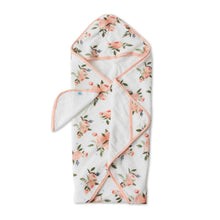 Load image into Gallery viewer, Hooded Towel + Wash Cloth - Watercolour Roses