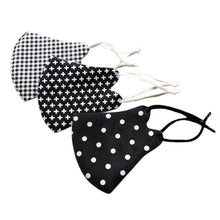 Load image into Gallery viewer, Queen of the Foxes - ADULT PACK OF 3 FACE MASKS | SOFTEST BLACK ESSENTIALS - SPOT, CROSSES AND GINGHAM