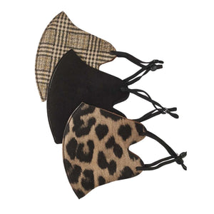 Queen of the Foxes -  KIDS Mask set of 3 ANIMAL, BLACK AND PLAID