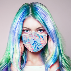 ADULT REUSABLE FABRIC FACE MASK - WITH NOSE WIRE, FILTER POCKET AND TWO 2.5 FILTERS TROPICAL LEAVES