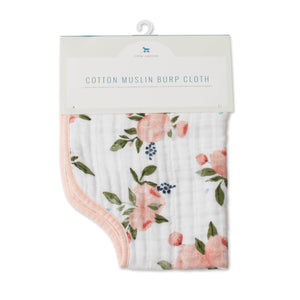 Little Unicorn Muslin Burp Cloth - Watercolour Roses