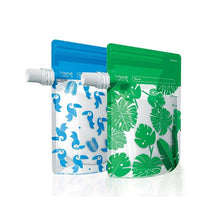 Load image into Gallery viewer, ON THE GO FOOD POUCHES 150MLS 10PK TOUCAN BLUE &amp; RAINFOREST GREEN
