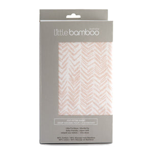 Little Bamboo Jersey Fitted Sheet Cot - Herringbone Dusty Pink