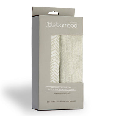 Little Bamboo Jersey Fitted Sheet 2Pk Bassinet - Herringbone Whisper