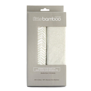 Little Bamboo Jersey Fitted Sheet 2Pk Bassinet - Herringbone Whisper