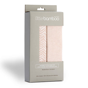 Little Bamboo Jersey Fitted Sheet 2Pk Bassinet - Herringbone Dusty Pink